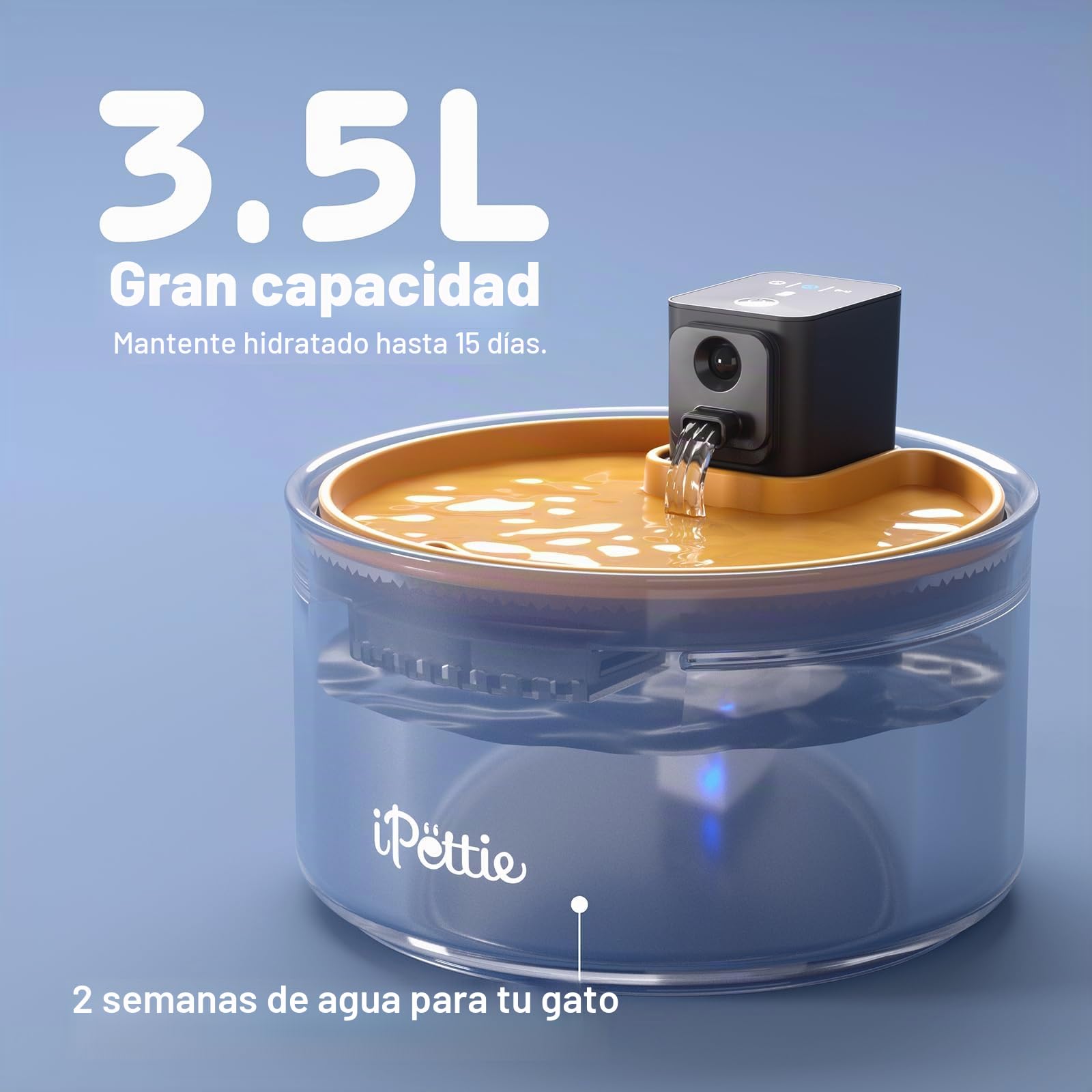 iPettie Fuente de agua de cerámica para gatos, dispensador de agua inalámbrico de 3.5 L para mascotas con 3 modos de agua, bomba ultrasilenciosa, batería recargable de 3000 mAh, cerámica sin BPA y ABS