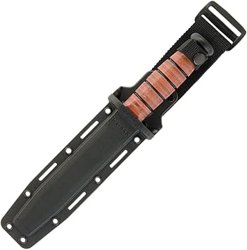 Ka-Bar USMC Serrated Fixed Blade Knife with Molle compatible Sheath - Brown