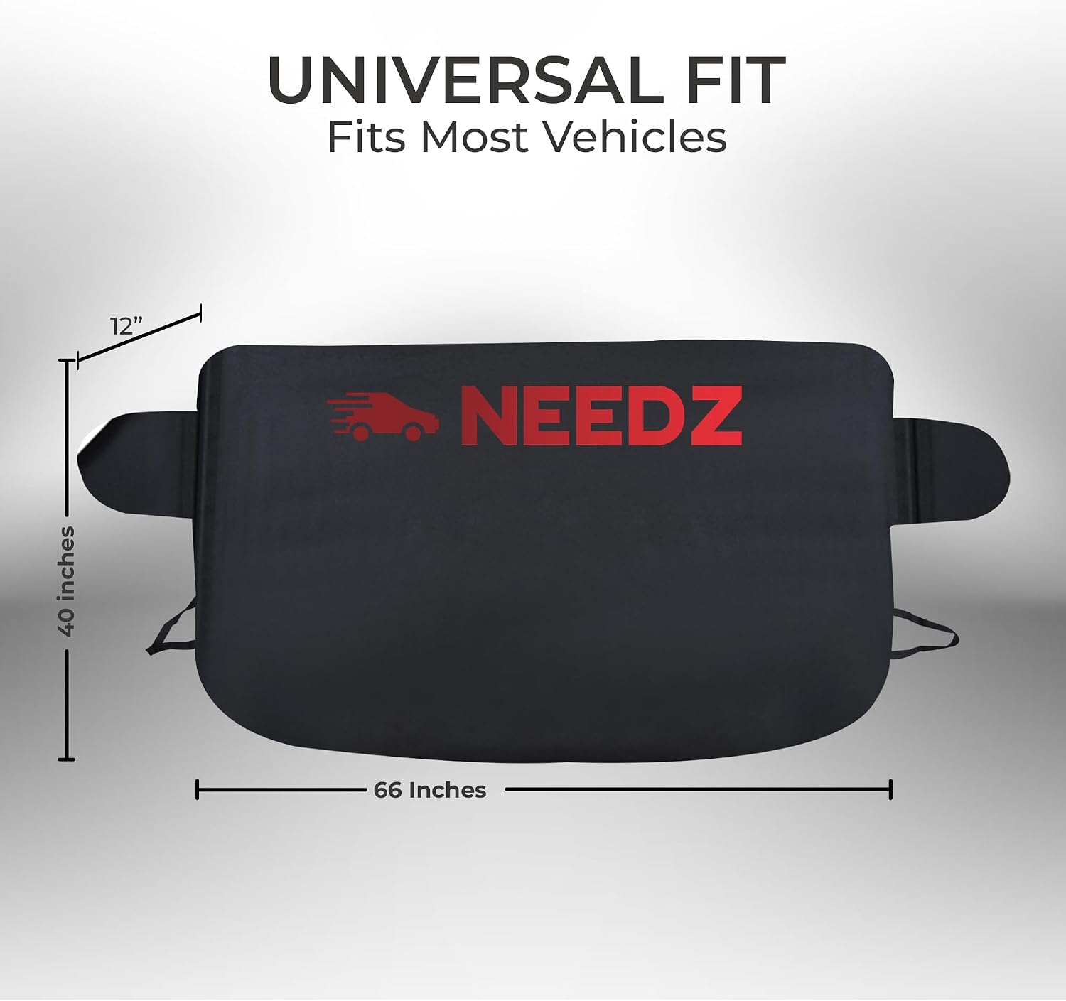 NEEDZ 2in1 Windshield Cover for Sun and Snow | Light Weight 170T Silver Coated Fabric Premium Windshield Protection for Cars, SUVs, Trucks | Secure Fit Waterproof Frost Cover | Large (88"x39")*