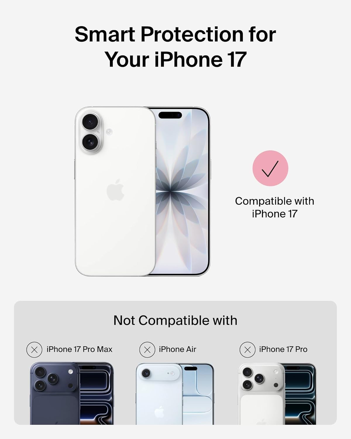 Belkin for iPhone 17 Case, Clear, MagSafe Compatible w/Anti-Scratch & Anti-Yellowing Treated Coating, Touch Sensitive Camera Control - Military Grade, Slim Design, Shockproof, Protective