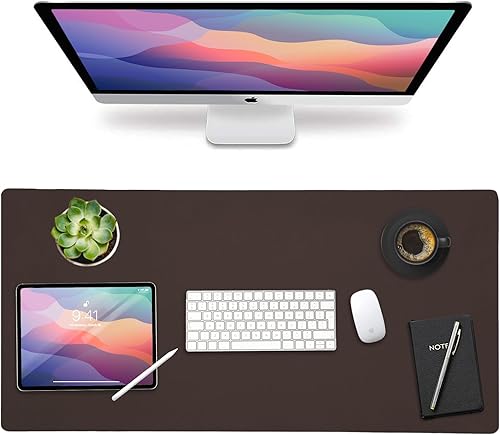 Miniatura 12 de Protección de escritorio de cuero Vine Creations, alfombrilla de escritorio para oficina antideslizante de 32" x 17" (negro)