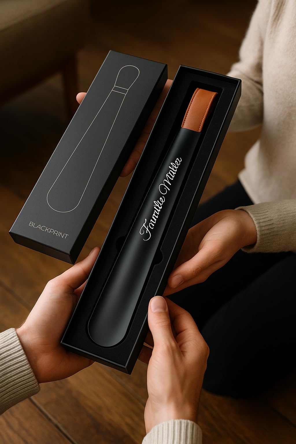 Personalisierter Schuhlöffel mit Gravur – Extra langer Schuhanzieher aus Edelstahl mit edlem Ledergriff – Geschenkidee für Männer & Frauen – Hochwertiger Metall-Schuhanzieher mit Wunschtext