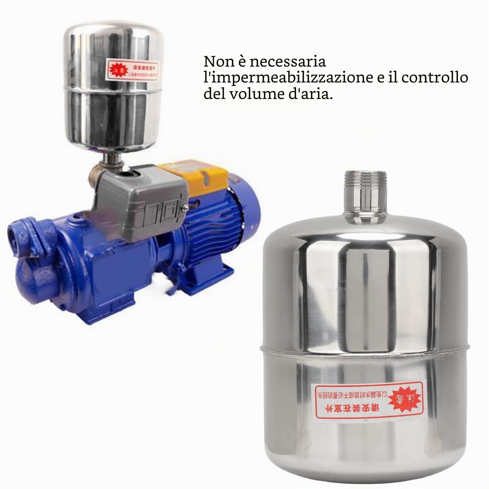 Serbatoio di Espansione, Serbatoio a Pressione Senza Perdite Parte Accessoria per Carichi Pesanti Serbatoio a Pressione in Acciaio Inossidabile 2 Litri per Pompa 'acqua
