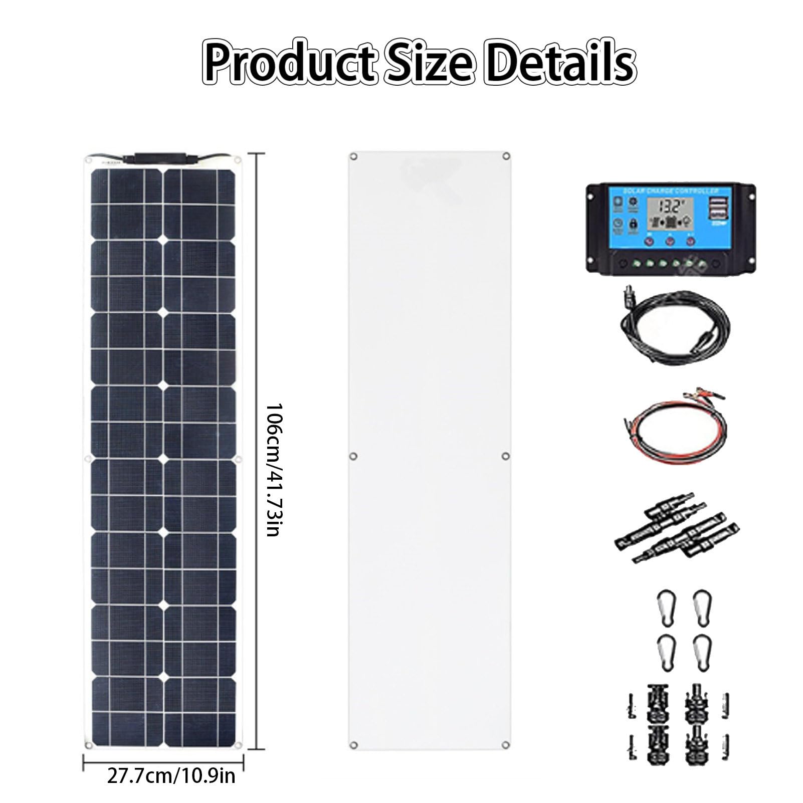 Pannello Solare Flessibile, Kit Pannello Solare Flessibile, monocristallino ETFe stratificato, 400 W, con regolatore 40 A, per Camper, Barca, Cabina, roulotte, roulotte. 2×200w