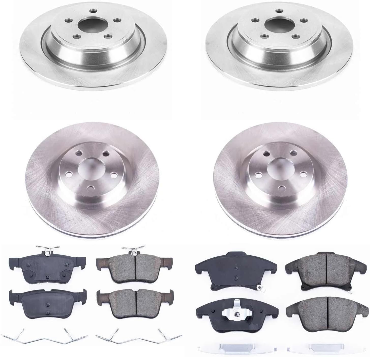 PowerStop Front and Rear Brake Kit For Lincoln MKZ 2017-20 - Disc Rotors & Ceramic Brake Pads Replacement, KOE7912