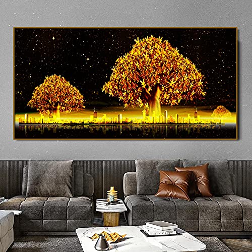 Peinture arbre fortune sur toile 40x80 cm pour habiller un mur vide sans encombrer