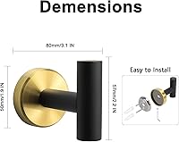 Vista 5 de NearMoon Ganchos para toallas de baño, soporte para bata de acero inoxidable 304, gancho resistente para baño, sala de estar, hotel, cocina, garaje