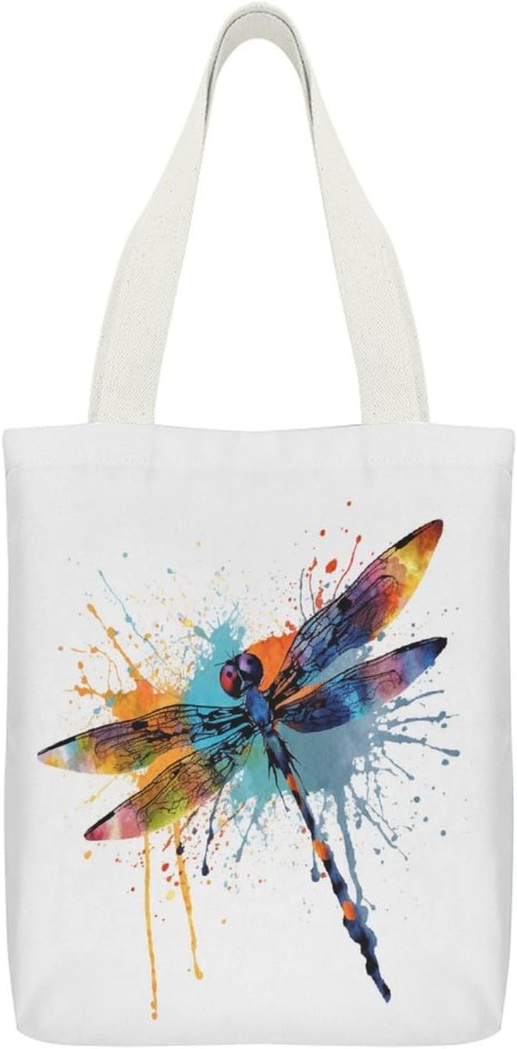 Paint Splash Dragonfly Canvas Tote Bag Shoulder Bag Handbag