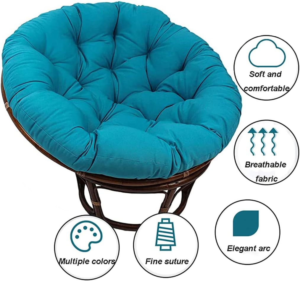 Papasan Chair Cushion Covers Only,Swing Chair Cushion Replacement Covers, Round Egg Chair Cushion Covers Only, Washable Papasan Cushion Covers, Rattan Chair Pads Cover,Blue,51 * 51in