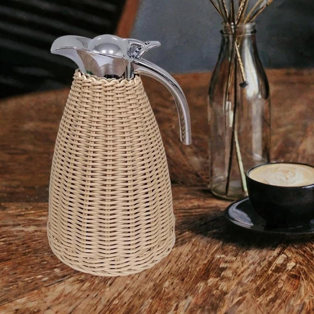 Acero inoxidable Café Carafe aislado Pitcher Bebidas Hervidor de vacío Tapa sellada para zumo de leche Hogares Barbacoa Nevera, Natural