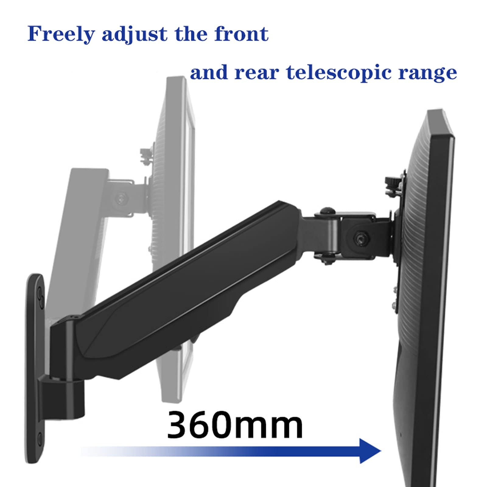Support de bureau pour moniteur Support de moniteur simple noir, support mural for moniteur, bras de support de moniteur à ressort à gaz réglable de 17 à 32 pouces, peut contenir jusqu'à 17,6 lb Suppo