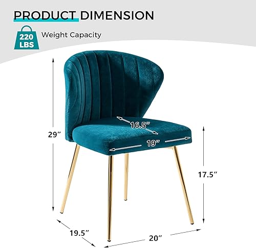 Miniatura 97 de TINA'S HOME Sillas modernas para sala de estar, comedor, pequeña silla decorativa de terciopelo con patas de metal dorado, bonita silla lateral