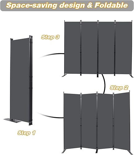 Miniatura 5 de Wall Divider, 4 Panel Room dividers and Folding Privacy Screens with Wider Support Feet, 6 Ft Portable Privacy Screen for Room Separator, 88" W X