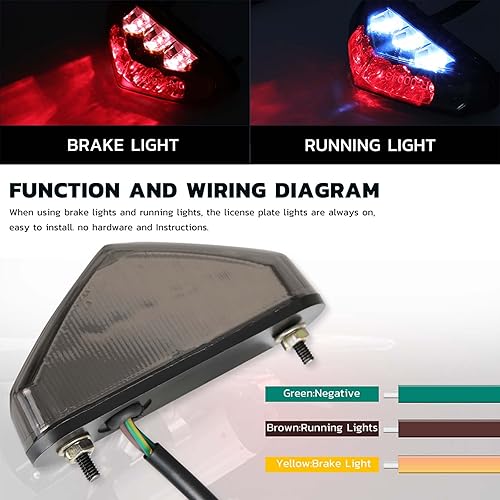Miniatura 7 de Luz trasera de freno LED para motocicleta, luz de matrícula de 12 V, luces universales de parada de motocicleta para Quad ATV Dirt Bike Custom