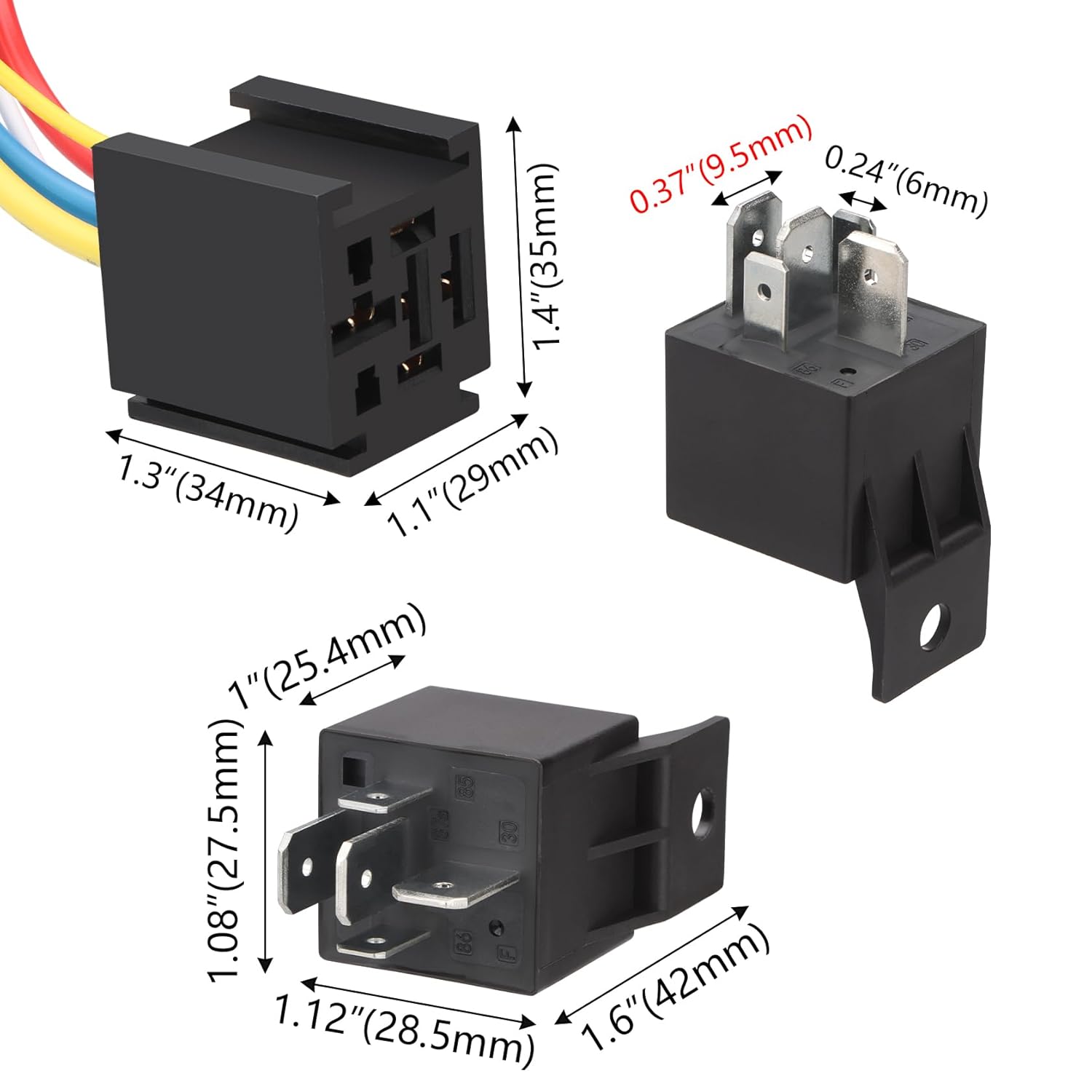 5 Pack 12V JD1914 80/60A Heavy Duty Relay with Harness, 5-Pin SPDT, 5 Wire Automotive Relay Model, for Automotive Car Marine Boat