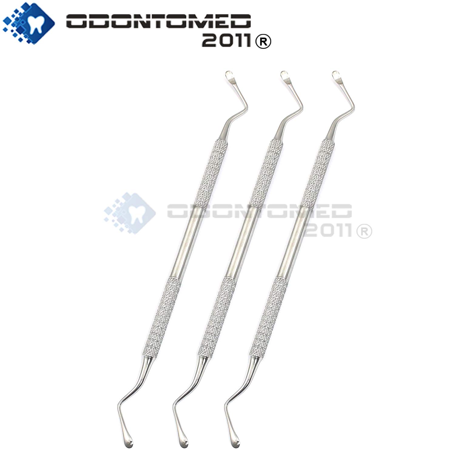 OdontoMed2011® Dental Lucas CURETTES 87 R/L Spoons 3.5MM Double Ended 3 Pieces Instruments ODM