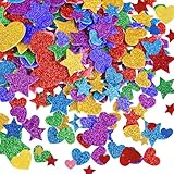 Yuqilin 500 Piezas Goma eva Purpurina Coloridas Pegatinas Estrellas Espuma Brillante Stickers Autoadhesivas para Decorar Tarjetas de Felicitación Artículos de Papelería Muebles Paredes