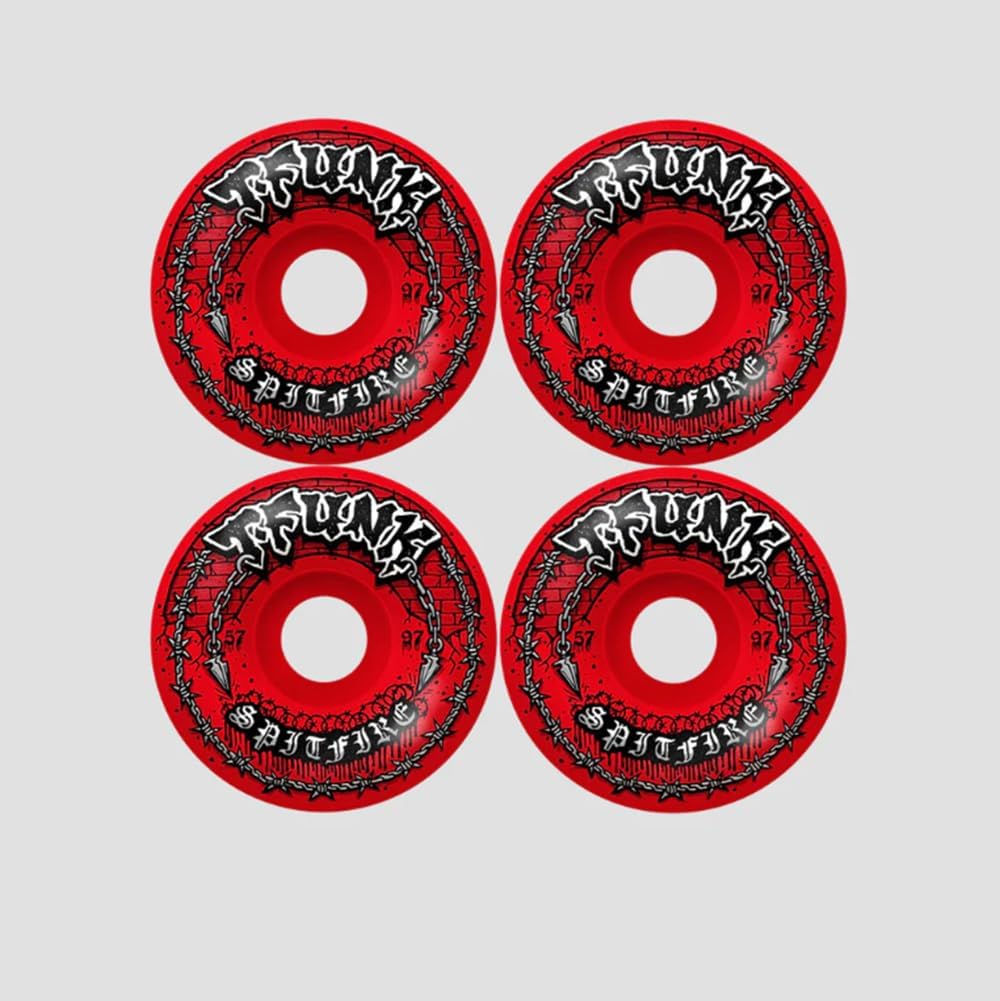 Spitfire Skateboard Wheels 57mm F4 97A T-Funk Raw Radial Full Red
