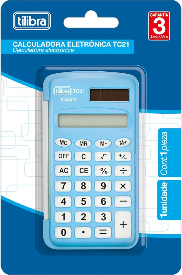 Tilibra - Calculadora de Bolso 8 Dígitos, TC21, Azul