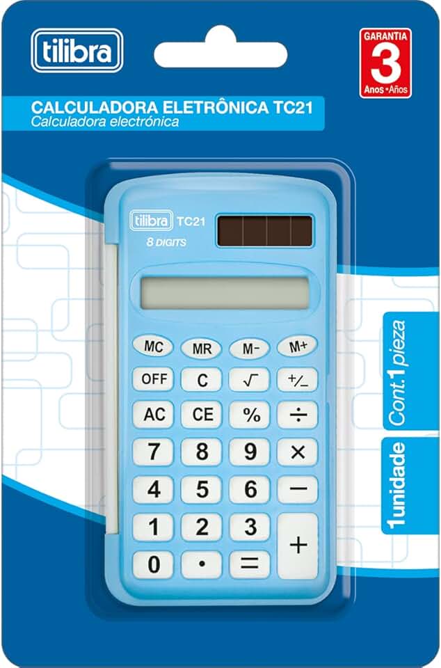 Tilibra - Calculadora de Bolso 8 Dígitos, TC21, Azul