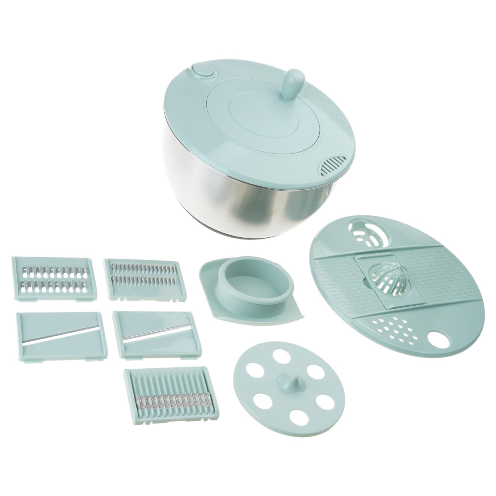 Xjdzineq 2 Tiers Stainless Steels Salad Dehydrator Double Layer Manual Dryer Vegetable Spinner Dryer Kitchen Tool Double Layer Salad Spinner