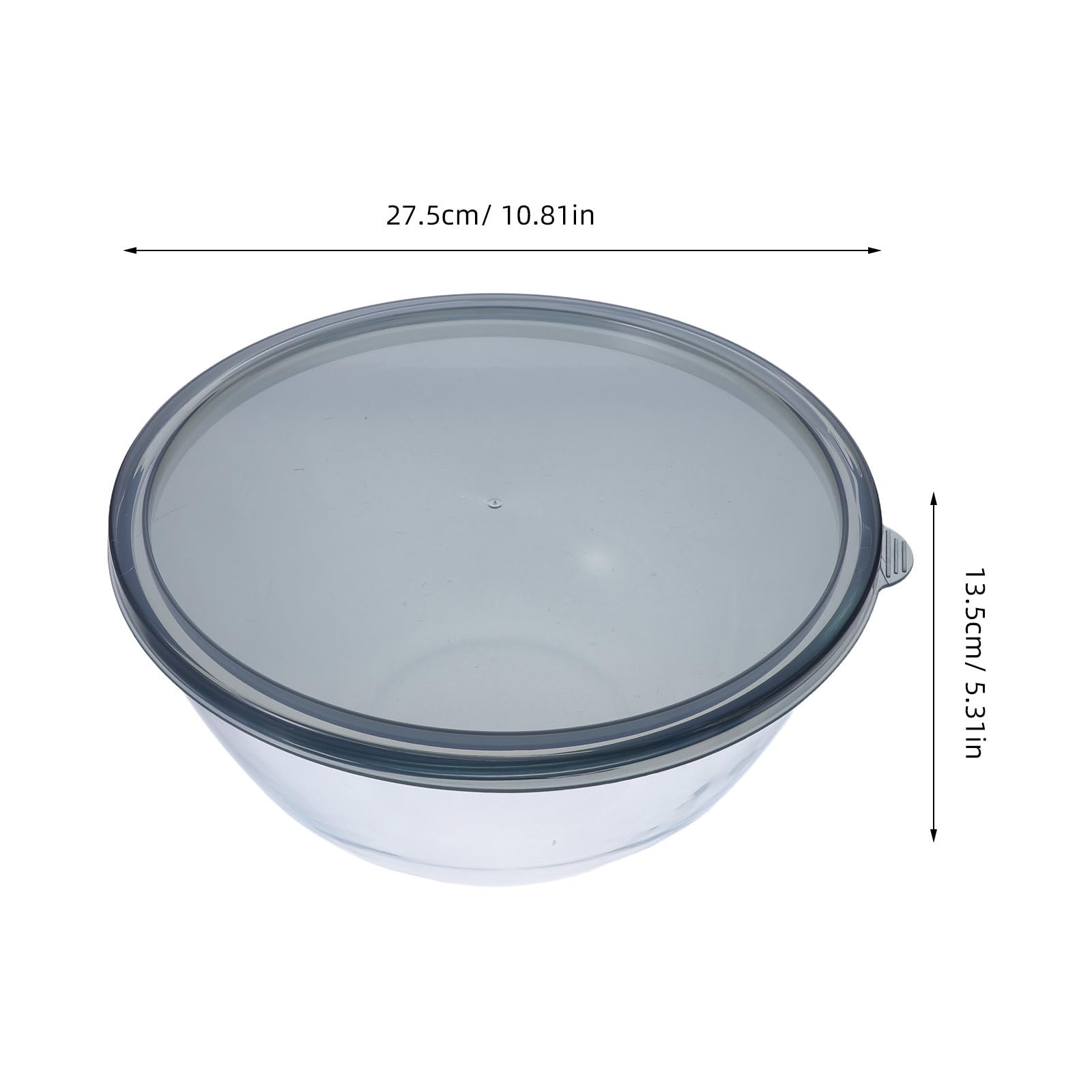 Operitacx Bol de vidrio para mezclar masa madre con tapa - Bol grande para ensalada de 4,5 L / 4,76 cuartos para mezclar y servir - Diseño transparente de amplia abertura para usar en la encimera de