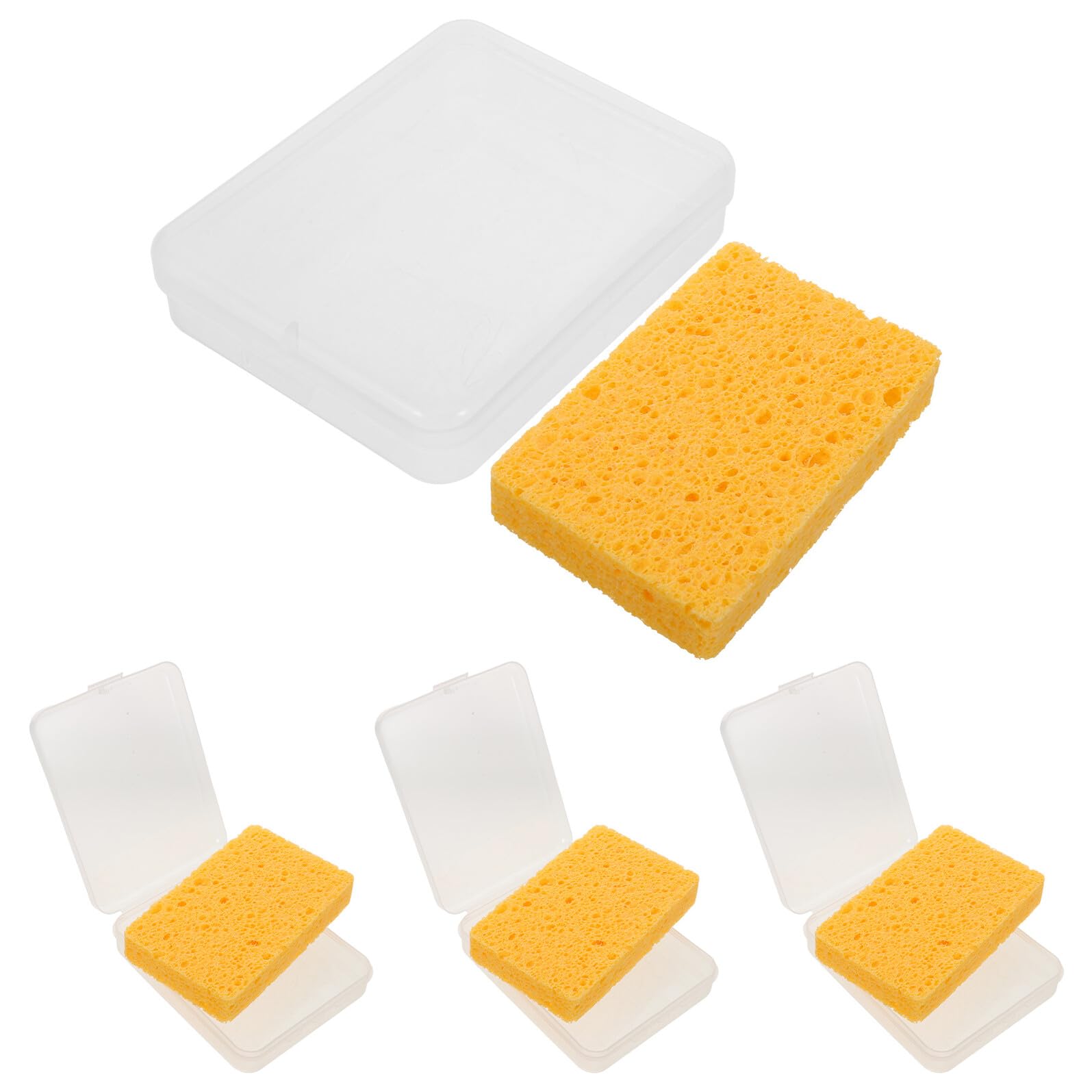 HAPINARY 8pcs Artist Paint Sponge Applicators with Storage Box for Smooth Colour Blending and High Absorbency, Cellulose Sponges for Art Projects and Outdoor Sketching