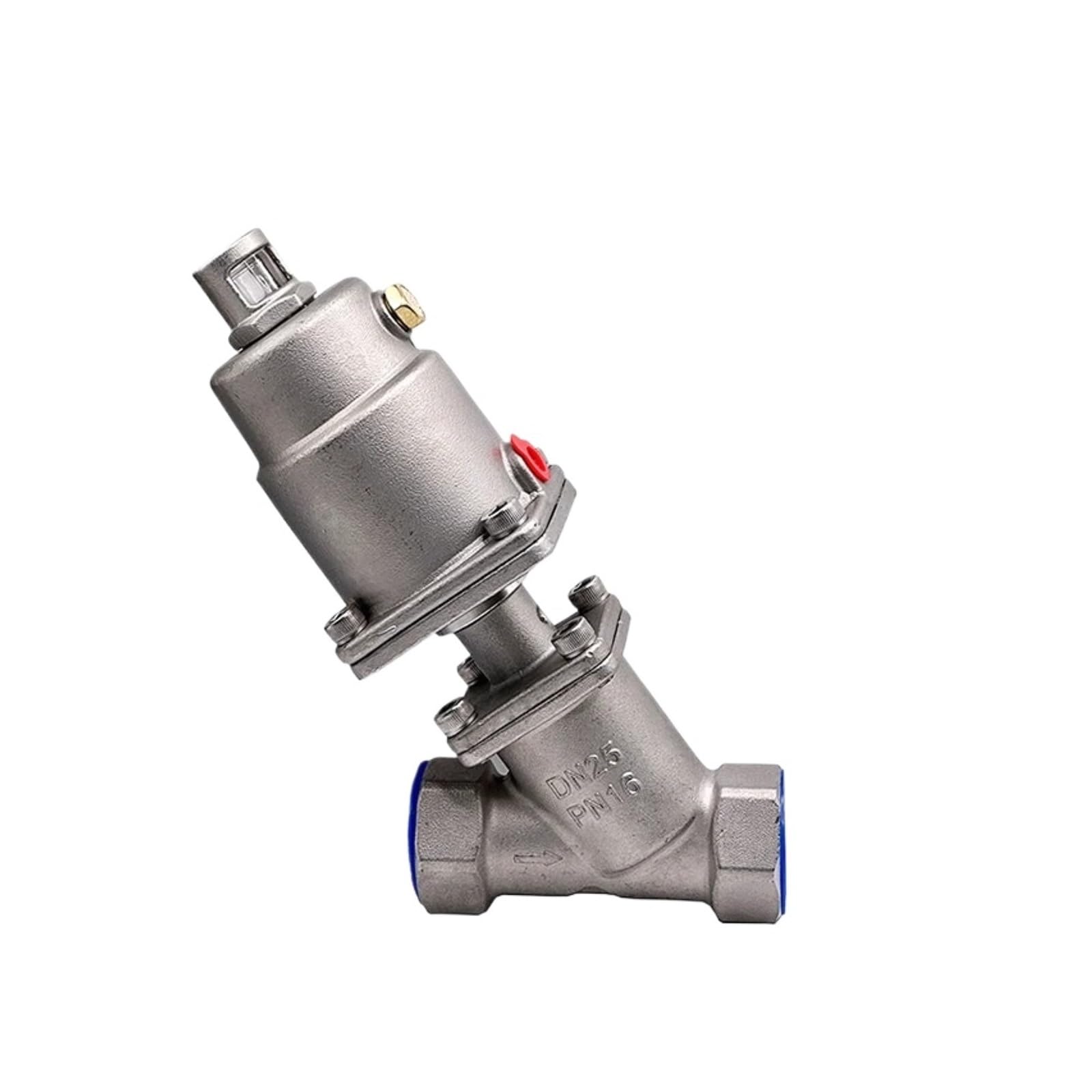 Valvola a sede inclinata con attuatore pneumatico in acciaio inossidabile da 1/2" 3/4" 1" 2" Valvola a sede pneumatica 16 bar(1-1/4",Double Acting)
