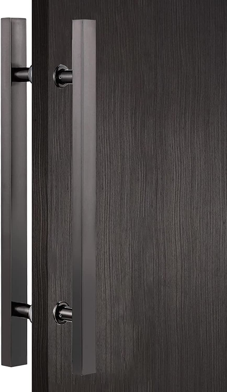 Niusabou Black Door Handle Barn, Square H Push Pull Door Handle Double Sided Multicolor Multiple Sizes(,60Cm/24In)