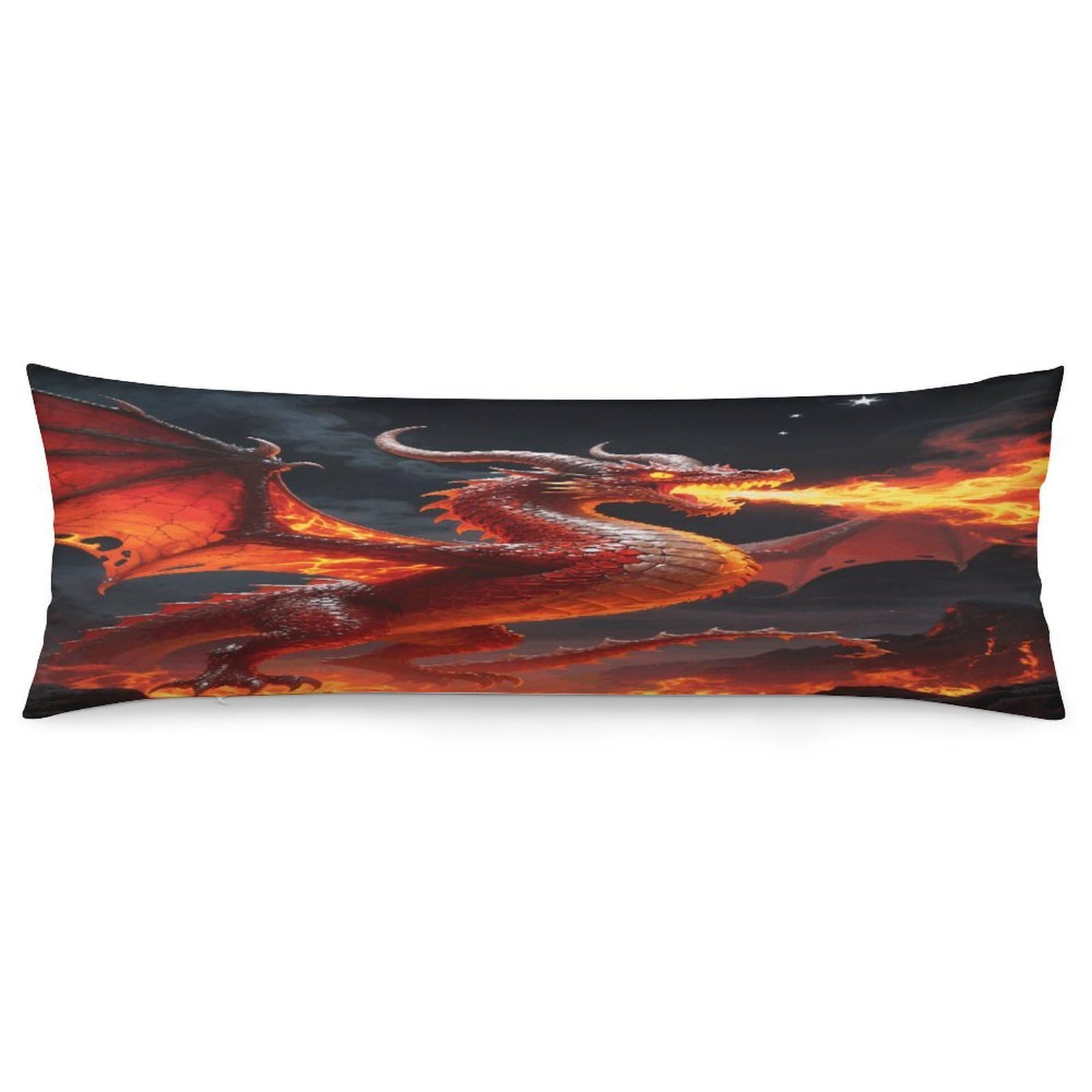 Fire Dragon Throw Pillow Cover Soft Pillow Case Decorative Lumbar Pillow Cover Cozy Throw Pillowcase Polyester Rectangular Cushion Case Decor for Couch Sofa Bed