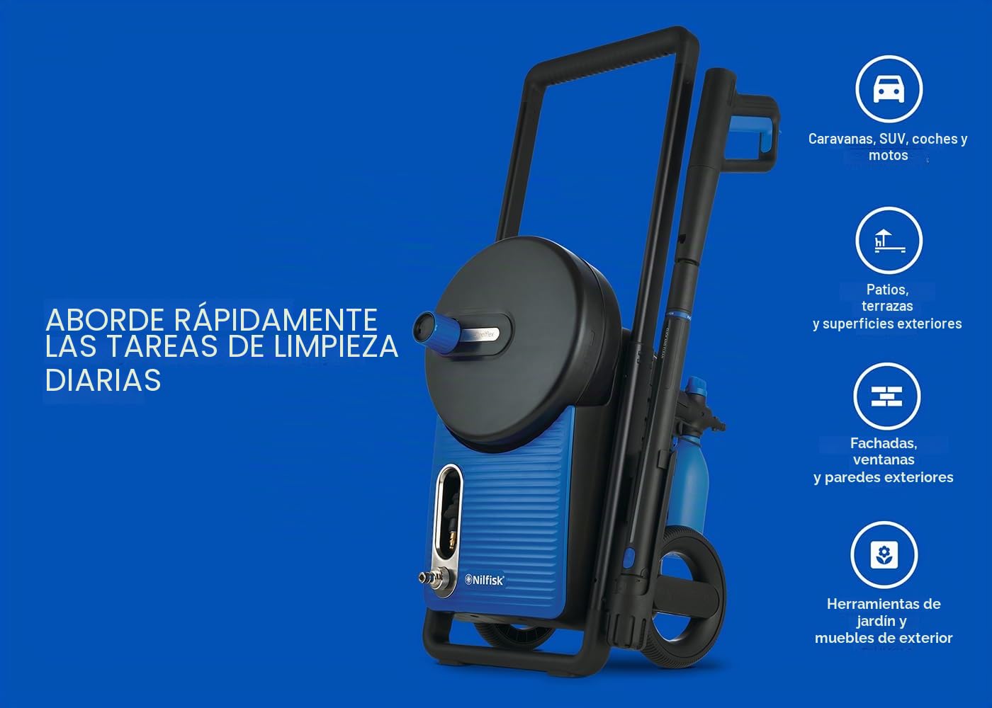 Nilfisk Hidrolimpiadora de Alta Presión Excellent 180 Bares - Limpiadora de Gran Rendimiento y Robusta para Jardín, Patios y Coches (2800 W)