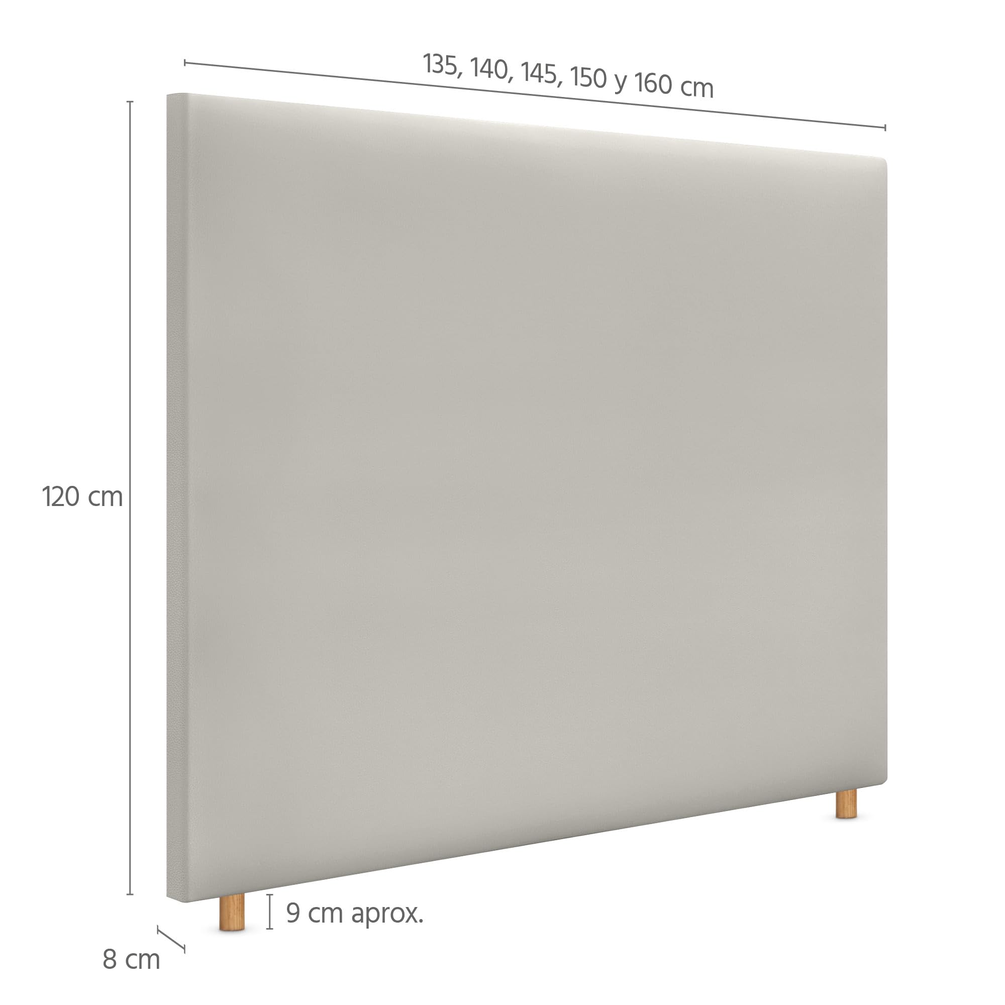 DHOME Testiera in Similpelle o Tessuto Aqualine Liscia Fino a Terra Testiere Testata Imbottita Letto (145x120cm (135/140), Similpelle Bianco Avorio)