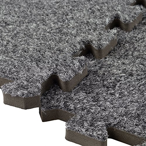 Greatmats Royal Interlocking 2x2 ft x 5/8 Inch Puzzle Carpet Tiles for Basement Flooring, Trade Show Booths, Theater Floors, Home Gyms, 25 Pack (Dark Gray)