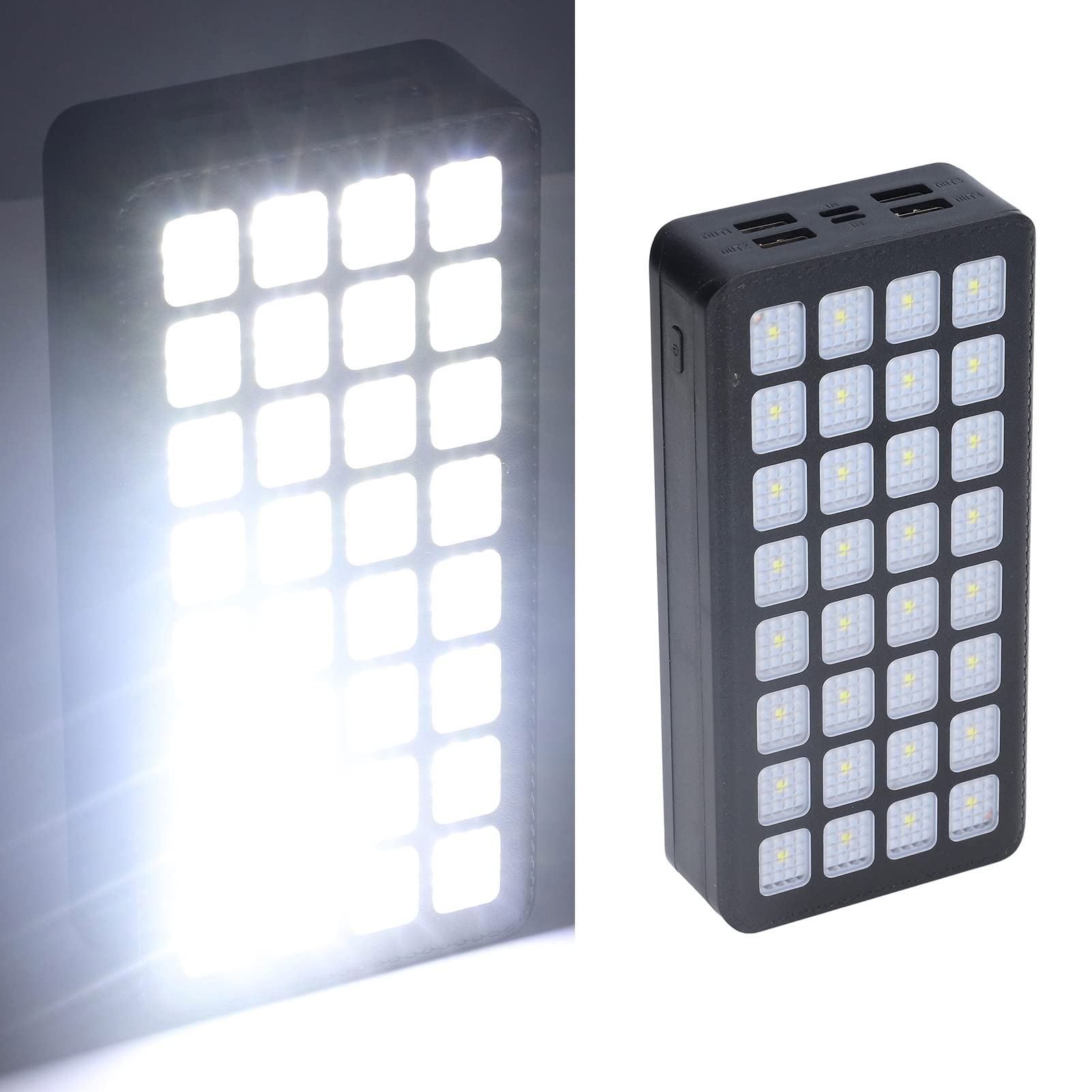 Wydajna ładowarka solarna z 32 diodami LED, na kemping, wyprawę, wędkowanie, ładowarka do telefonu komórkowego 30 000 mAh, do codziennych podróży, czarna