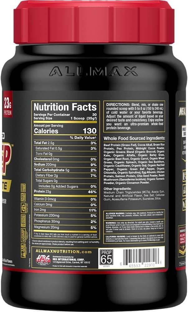 ALLMAX Nutrition MealPrep Lite Whole-Food Protein Powder, Dairy-Free, Keto-Friendly, 23g Protein, 30 Servings (Double Chocolate Fudge)