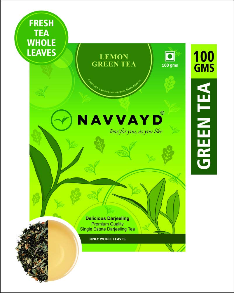 Navvayd Lemon Green Tea, With Natural Lemon Taste For Weight Loss And Slimming, Loose Leaf - Enjoy Hot or Cold (100 Gm)
