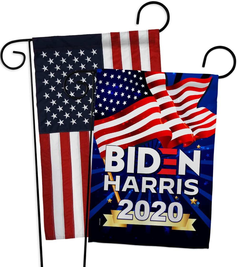 Biden Harris 2020 Garden Flags Pack Patriotic President Democrat Republican Tea Party United State American Election USA Applique Small Gift Yard House Banner Made in 13 X 18.5