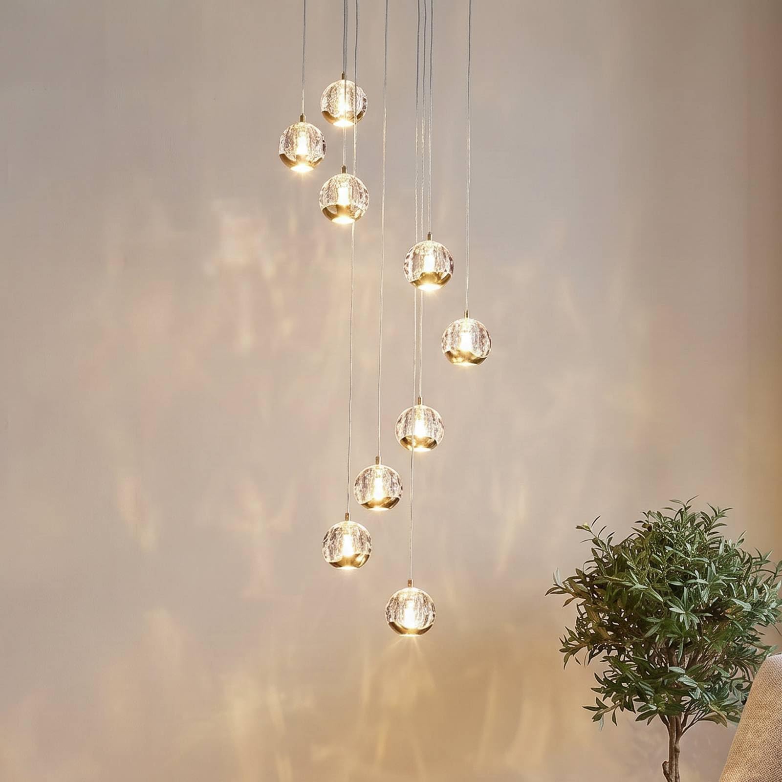 Lucande LED 9 -punktowa 'Hayley', styl design, m. in. do salonu, jadalni, kolor mosiężny, złoty, metal