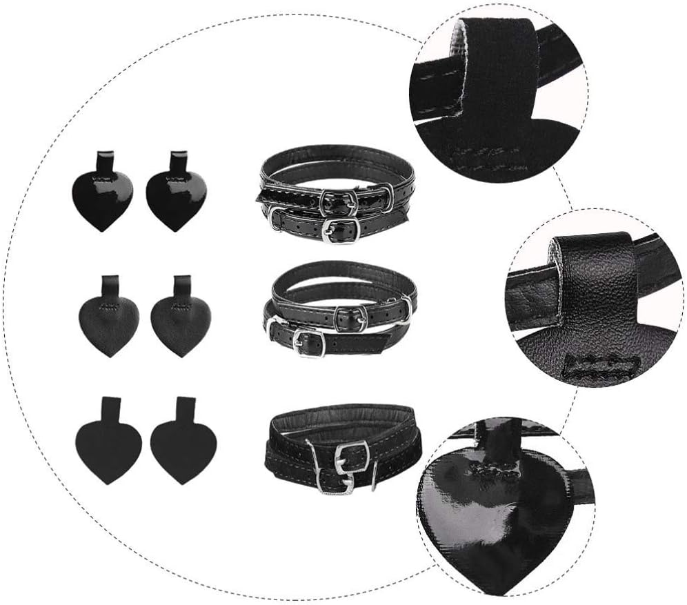 Healifty 3Sets Detachable High Heels Anti Slip Shoe Straps Elastic Ankle Shoelace Self-Adhesive Heel Cushion Inserts for Women Ladies (Matte, Patent & Suede Black)