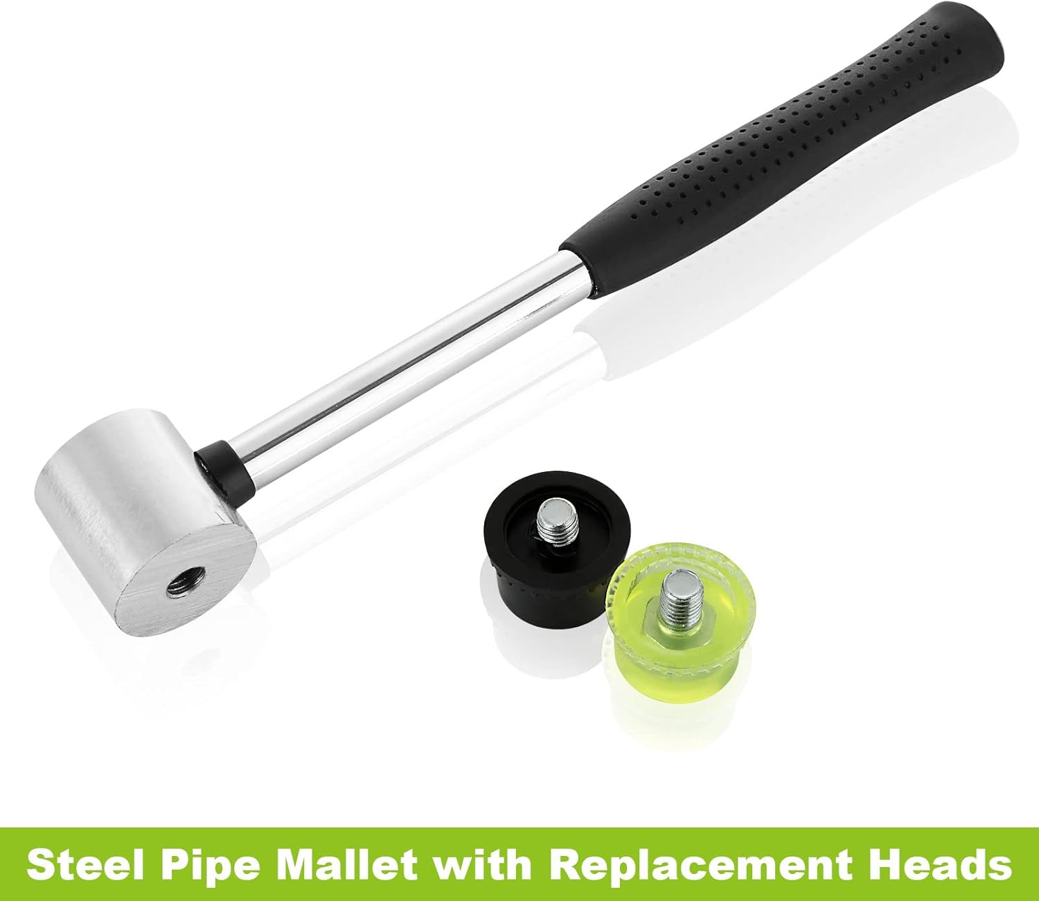 PETTYOLL 4 PCS Rubber Mallet, 25MM Dual Head Plastic and Rubber Hammer with Non-Slip Rubber Handle, Metal Mallet with Replacement Heads for Jewelers, Woodworking, Flooring Installation