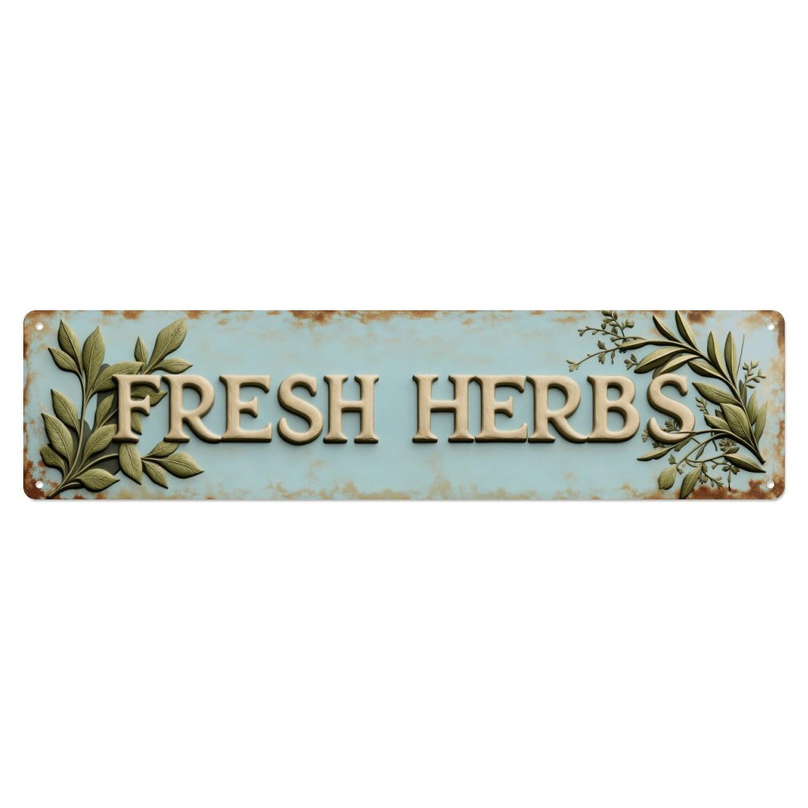 Ldfuieksufg Style Vintage Fresh Herbs Farmhouse Kitchen Wall Sign Vintage Aluminium Metal Sign, Retro Wall Decor For Home, Bar, Garage & Farmhouse 10 * 40Cm