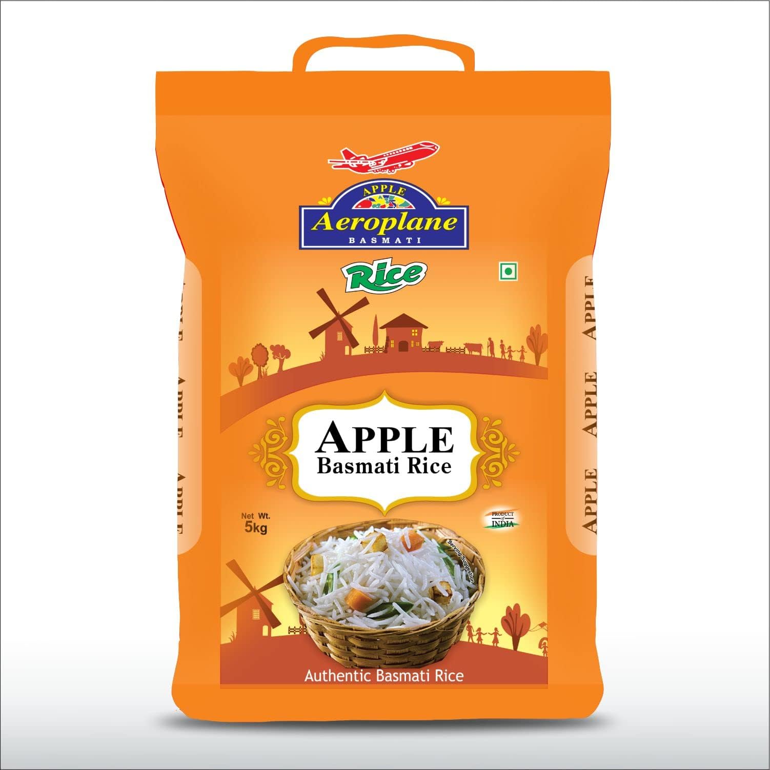 Aeroplane Apple Basmati Rice | Perfectly Aged | Long Grain with Rich Aroma Basmati Rice, 10 Kg
