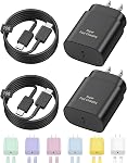 USB C Fast Charger, 2Pack 25W Type C Fast Charger Wall Charger Super Fast Charging Block for Galaxy S24 S23 S22 S21 S20 Ultra S10 S9, Note 20 10 9, with 6ft USB C to Type C Cable 25W Charger Adapter