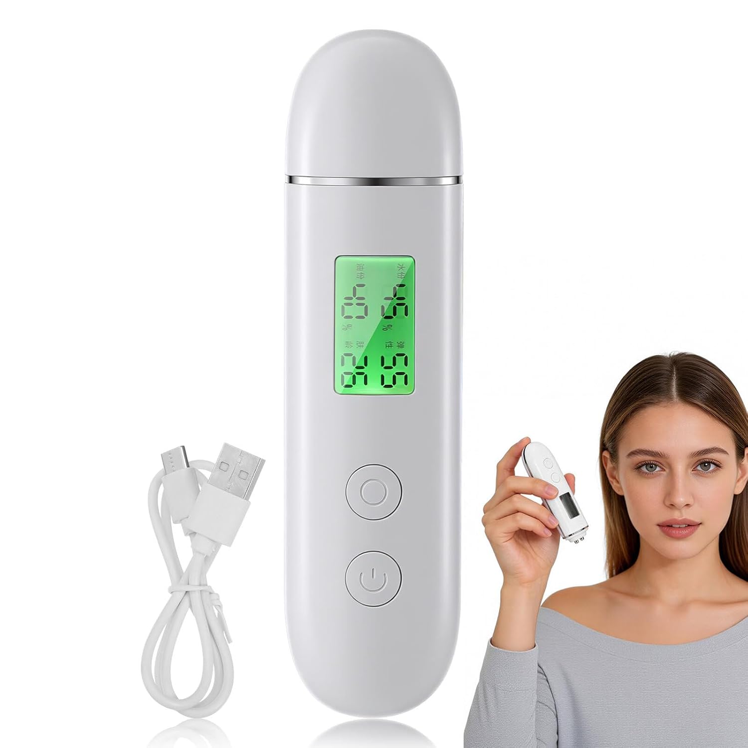 Abaodam Skin Hydration Gauge Oil Content Meter Digital Facial Skin Detector with Lcd Display Portable Moisture Tester for Home and Salon Use