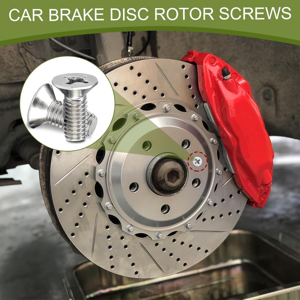 16PCS Car Brake Disc Rotor Screws, 93600-06014-0H Stainless Steel Brake Rotor Retaining Screws for Front and Rear Rotor, Auto Brake Hardware Bolts Screw Kit Compatible With Honda Acura