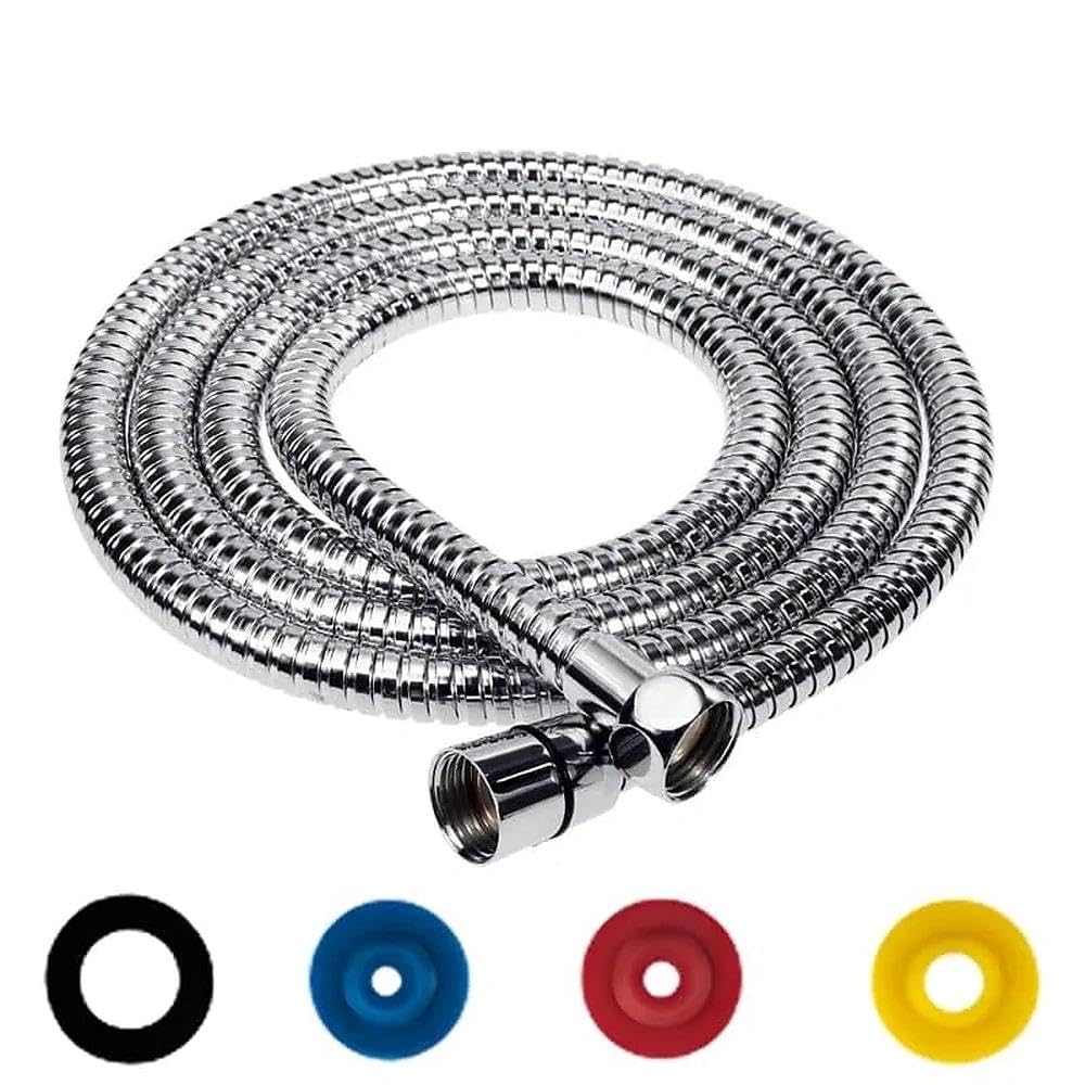 2M Shower Hose Stainless Steel Anti-Tangle Long Shower Hose with 4 Water-Saving Pads Showers Pipe Suitable for Various Showers Heads