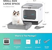 Vista 5 de Smart Odor Removal Cat Litter Box, Large Litter Box with Deodorizing Device for Multiple Cats,Non Leaking Kitty Litter Box, Enclosed Odor Control