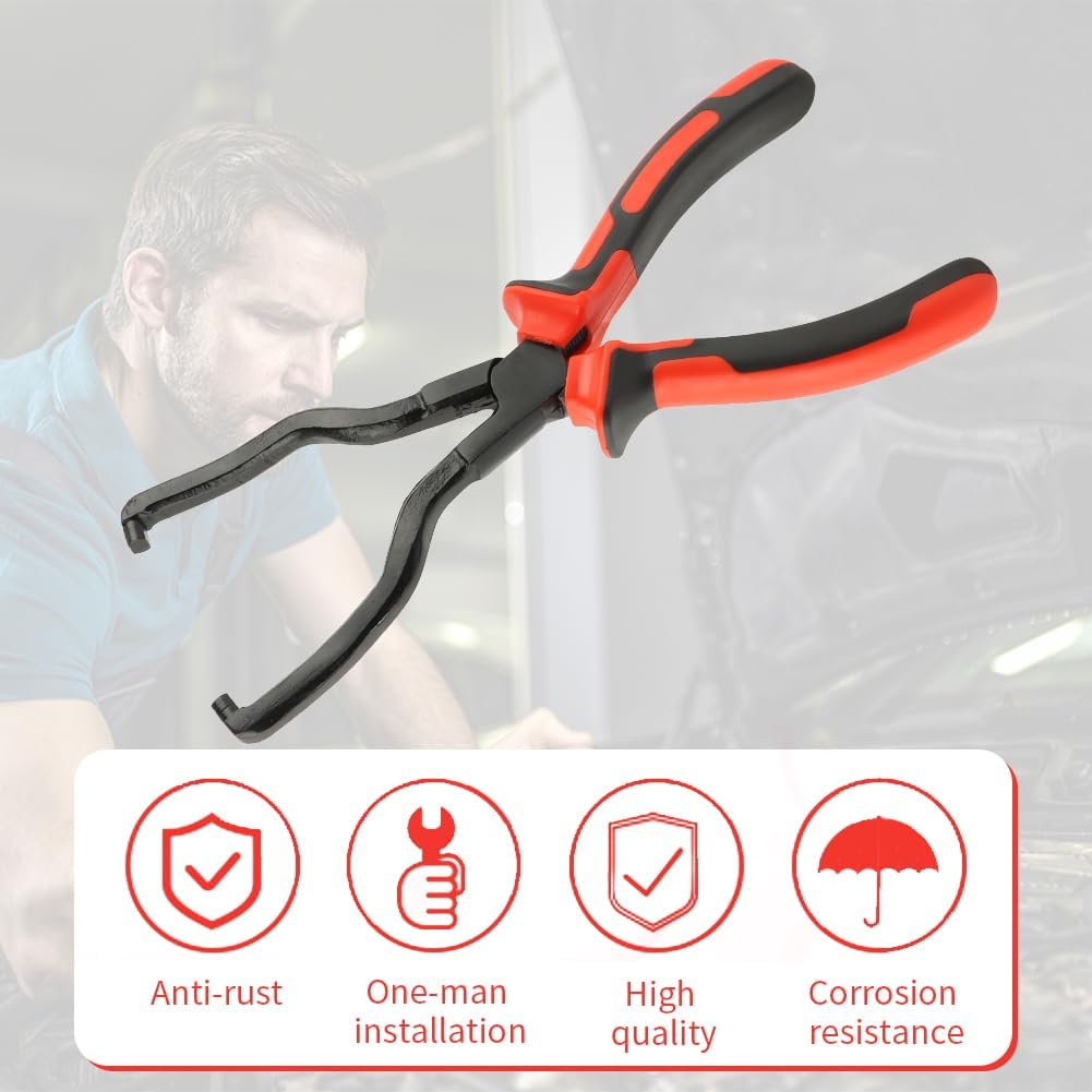 Fuel Line Pliers, Fuel Hose Clamp Disconnect Tool, Petrol Line Release & Removal Pliers, Universal Pipe Clip Repair Tool (Red)
