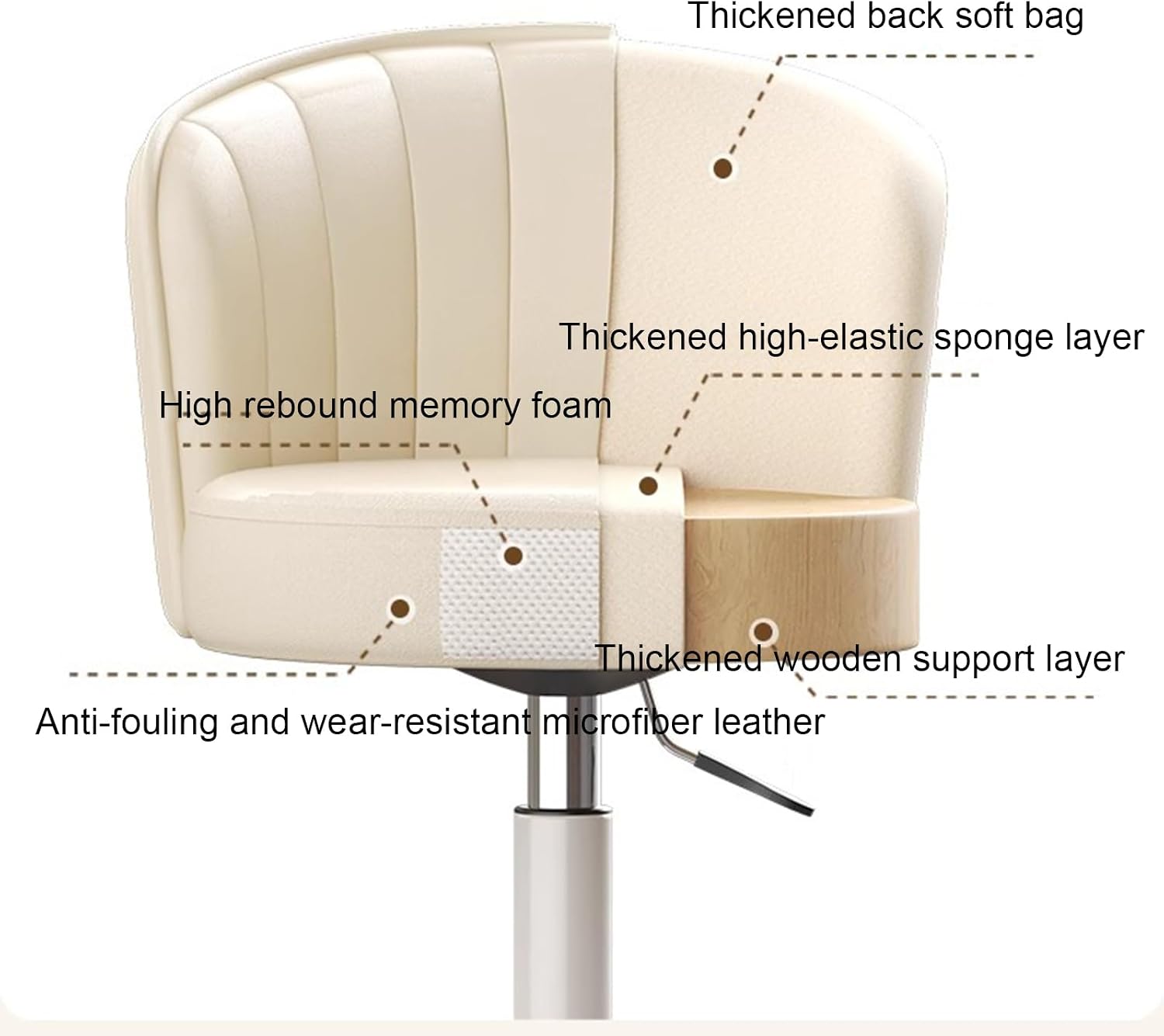 Heavy-Duty Beauty Chair - 300 lbs Weight Capacity, 360° Round Swivel, Adjustable Height, Comfortable Backrest - Ideal for Beauty Salon, Nail Salon, SPA, Makeup, Tattoo Artists,C