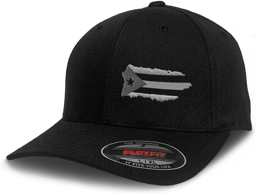 Flexfit Left Side Panel Puerto Rico Island Map Flag A Embroidery Polyester